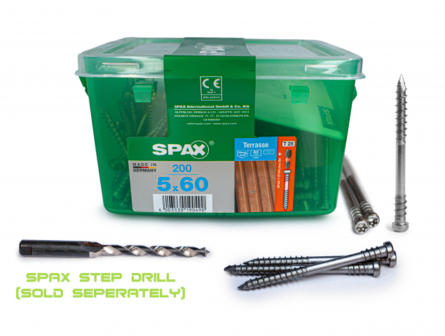 Spax Stainless 5.0 x 60mm x 200 tubs decking screw